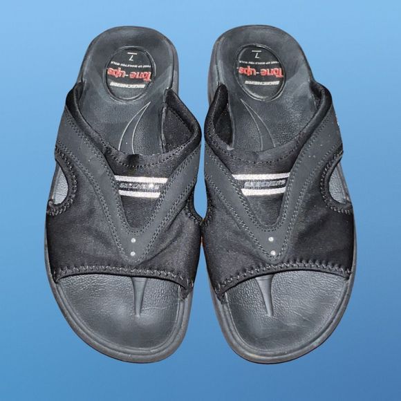 Skechers Tone Ups Toning Flip Flops Sandals Black Size 7 - Picture 2 of 5